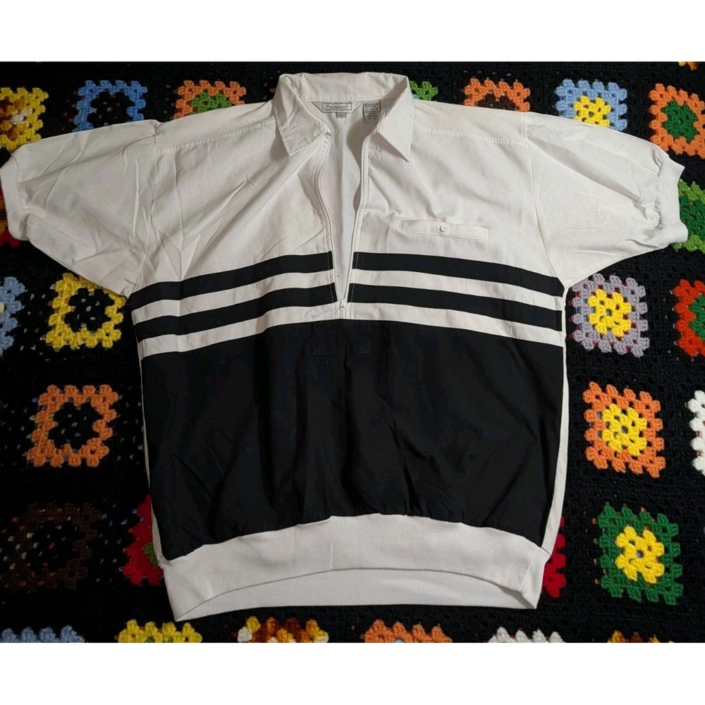 Vintage Classics by Palmland Polo Shirt Black White Colorblock Large